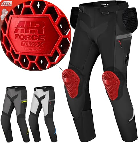 SHIMA Alpha Motorrad Hose Herren mit Protektoren Airforce Knieprotektoren Motorradhose Sommer Protektorenhose Urban Touren Wasserdicht Verstärkte Schützend Motorradkombi (Männer, Black, M)