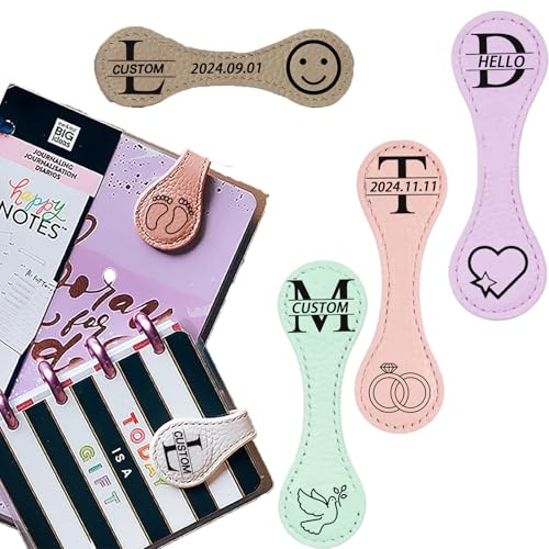 3 Stück Personalisierte Leder-Magnet-Lesezeichen - Benutzerdefinierte Retro Magnet Lesezeichen mit Namen/Text/Mustern,für Lehrer,Studenten,Buchliebhaber Leser Geschenke Für Sie Ihn (B)