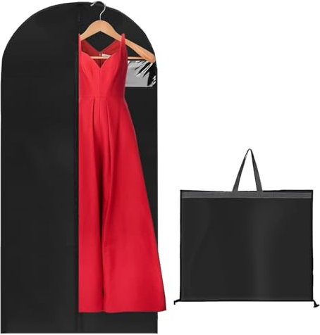 KHstylehoo Kleidersack Lang 180×60cm, Faltbar, Atmungsaktiv, Staubdicht, Schwarz, Reißverschluss