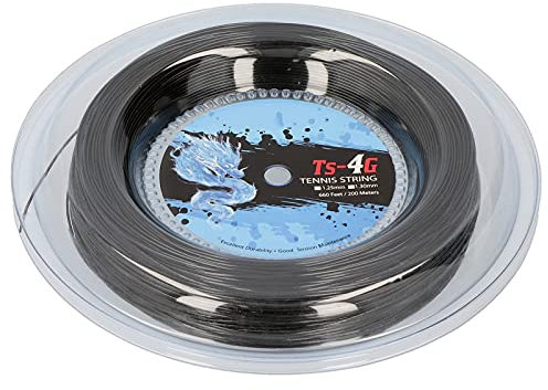 Cosiki Tennissaite, 200 M, Schwarze Polyester-Tennisschlägersaite, Runde Schlagfestigkeit, Harte Schlägersaite, Tennissaiten Erhöhen die Stärke und Belastbarkeit für Offensivspieler,