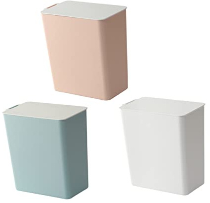 OFFSCH Mini Cestino della Spazzatura da Scrivania in Plastica con Coperchio, Contenitore per Rifiuti da Tavolo Compatto e Pratico, per Ufficio e Casa