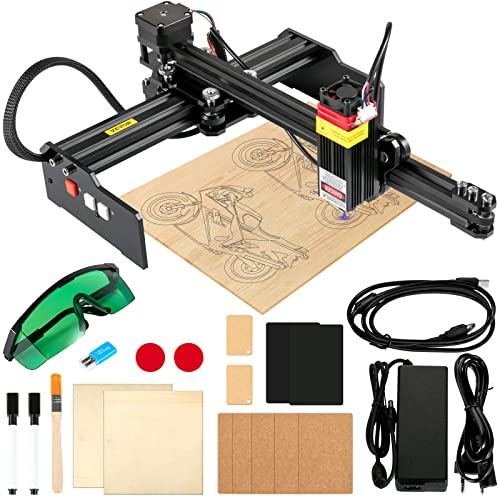 VEVOR Laser Graviermaschine Arbeitsbereich 270 x 440 mm Graviergerät, 0,05 mm Lasergravierer, 450 nm Gravierfräsen, Lasergravur 4,5 W Schneidemaschine, 6000 mm/min Geeignet für Holz, Metall, Acryl
