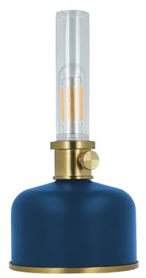 FOREVER Retro Lampada da Comodino LED Stile Lampada a Petrolio Blu – Lampada da Tavolo Senza Fili Vintage con Funzione di Ricarica USB-C - Lampada LED da Tavolo Dimmerabile - Lampada da Tavolo Design