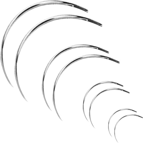 8 st böjd nål set 5 cm 6,3 cm 7,6 cm 8,9 cm, böjda handsömnadsnålar för klädsel, läder, reparation av mattor, slitstark böjd sömnadsnål reparationssats blandade
