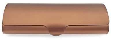 JZK Étui à lunettes fin en aluminium - Coque rigide et légère - Pour homme et femme - Avec fermeture à pression - Marron, marron, taille unique