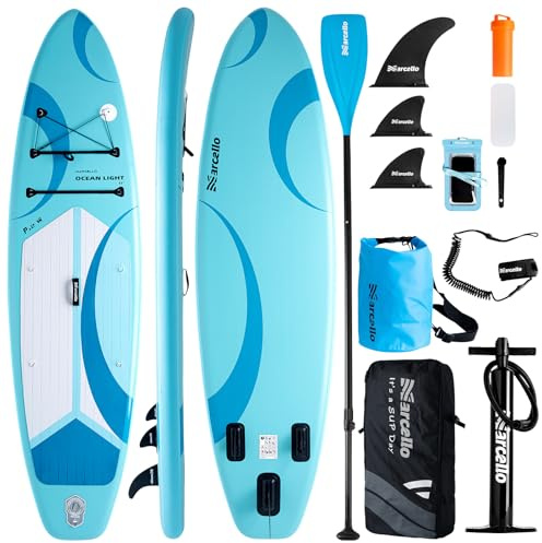 Paddle board, 11’x 35 x 6 Ultra-Wide Inflatable Paddle Board for Adults, SUP Board with Backpack, Waterproof Storage Bag, Hand Pump, Waterprrof Phone Case Repair Kit for Yoga, Fishing, Surfing