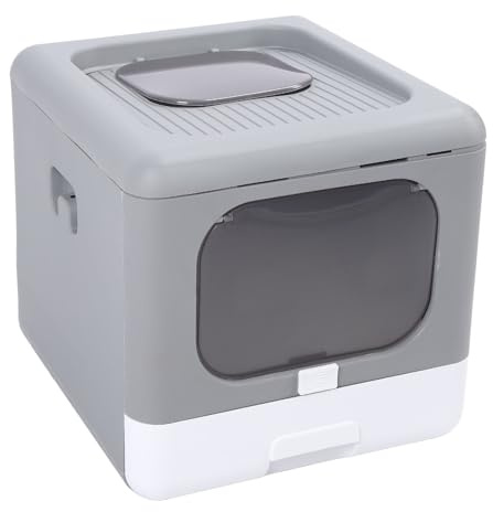 Caja de arena para gatos, bandeja de arena cerrada para gatos, caja de arena cubierta para gatitos, caja de arena de entrada frontal y superior, inodoro para gatos con pala de arena para interiores de
