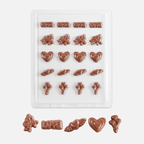 Valentine’s Day Icons Chocolate Mould – Sweetheart Edition | Food-Grade Plastic Mold for Love-Themed Chocolates, Romantic Dessert Treats