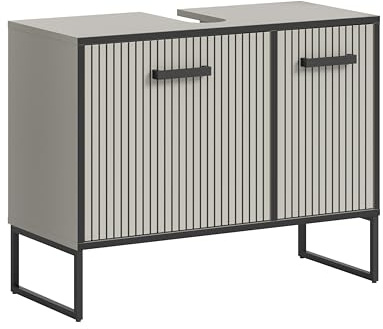 xonox.home Badezimmer Bagno Waschbeckenunterschrank Badunterschrank Waschbecken Unterschrank Schrank Waschtisch Unterschrank in Kaschmir beige Nb., ca. 80x63x36 cm auf Kufen