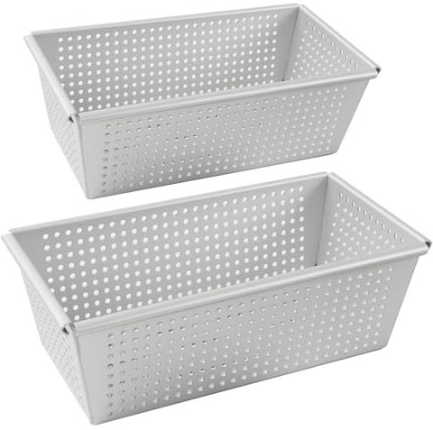 Auddemg Teglia per Pane Rettangolare, Stampo Plumcake in Alluminio Anodizzato, per Cuocere Pane, Torte e Toast, 2 Pezzi (30 cm e 25 cm), Argento