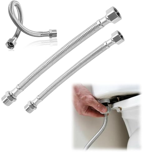 JUGUTA Tuyaux Flexibles, 2 Pièces Tuyau Flexible En Acier Inoxydable, Tuyau De Raccordement Universel En Acier Inoxydable Pour Robinet Salle De Bain Wc(20 Cm/10 Cm)