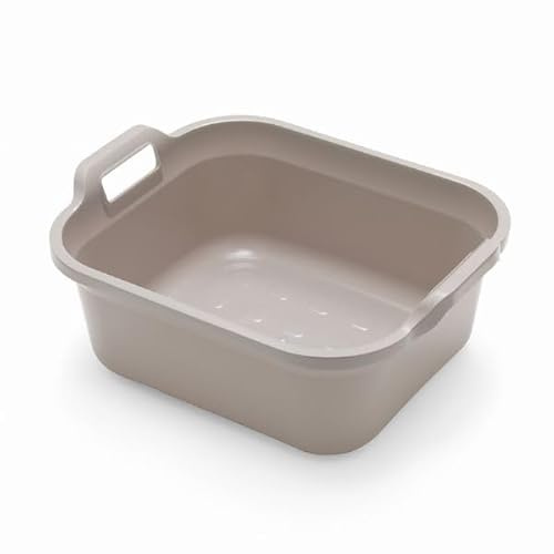 Aurora -10L Rectangular Washing Up Bowl with Handles – Durable, Scratch-Resistant Plastic Sink Basin – Easy to Clean – Ideal for Kitchen, Dishwashing & Utility Use – White (Mushroom)