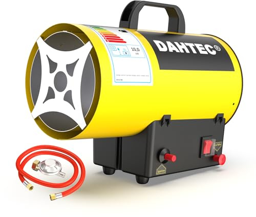 DAHTEC 34,120 Btu/hr Industrial Gas Space Heater Portable Fan Garage Warmer Heater Workshops Hot Air Blower Fuel Consumption 0.73kg/h, Yellow, 10KW