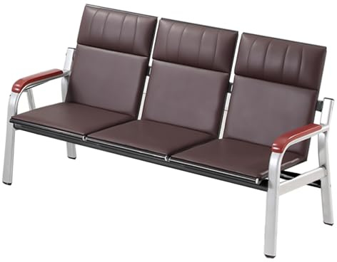 DJJYCTNM Sitzbank für Wartezimmer, Wartebank Airport – 3-Sitzer PU Besucherstuhl für Gästeempfang, Wartezimmer, Flughafen, Krankenhaus, Bank(Brown)