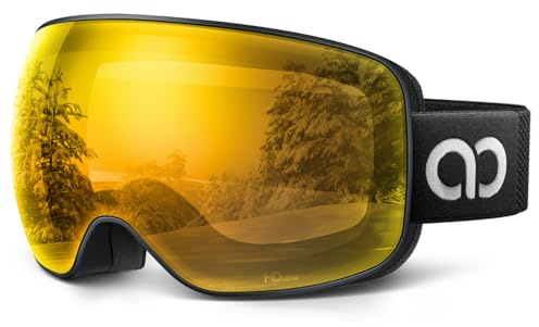 Lamicall Gafas de Esquí Hombre, Gafas Ski OTG - [HD Lente Esférica & Antivaho Patentado] Máscara Snowboard para Mujeres Hombres, Máscara Snow UV400 Protección, Visión Más Amplia