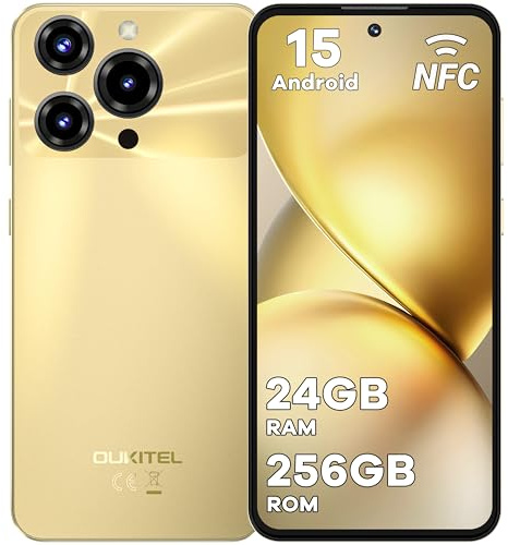 OUKITEL C69 Mobile Phones 2025 - Android 15, 7.2 Smart phone, 24GB+256GB/1TB, 6000mAh Battery Phone, 64MP Camera, 4G Dual SIM-Free & Unlocked Mobile Phones, Fingerprint/Face Unlock/NFC/GPS, Gold