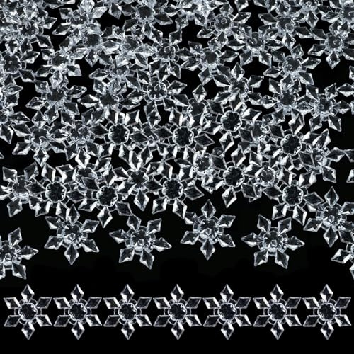 Schneeflocken Deko Acryl, 150 Stück Streudeko Weihnachten Schneeflocken, Schneeflockens Deko Klein, Mini Schneeflockens Ornamente für DIY Basteln Weihnachten Dekoration Winter Tischdeko