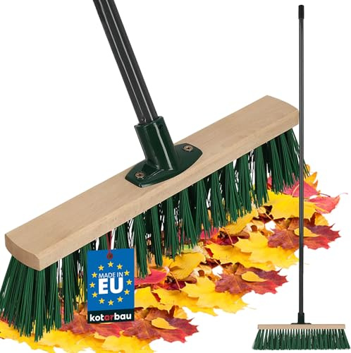 KOTARBAU® Besen mit Metallstiel - 40 cm - Straßenbesen - mit Nylonborsten - Kehrbesen aus Holz - für Draußen & Drinnen - Zimmerbesen mit Stiel - Gartenbesen - Grün