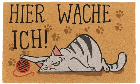Relaxdays Coco Doormat 60x40, Here I greet you, non-slip, weatherproof, mat for indoor & outdoor use, natural