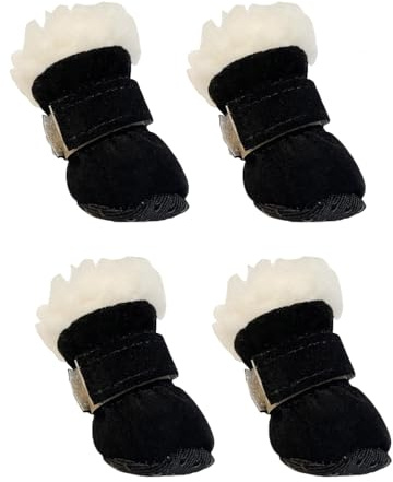 Hundeschuhe Winter Set mit 4 rutschfesten Schneestiefeln für kleine mittelgroße Hunde bei kalten Outdoor Aktivitäten 4Stücke