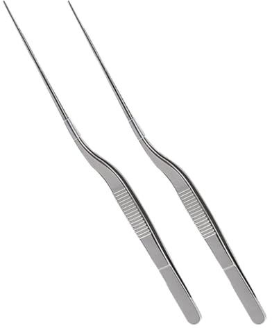 JOINPAYA Pinzette per Alimenti in Acciaio Inox 2 Pezzi, Pinzette da Cucina Professionali per Impiattamento, Accessori per Cucina e Ristorazione, per Piatti Delicati e Decorazioni