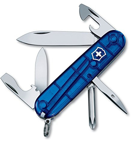 Victorinox Tinker Swiss Army Knife, 12 Function Swiss Made Pocket Knife with 2 Blades (Large and Small), Screwdriver and Wire Stripper - Sapphire