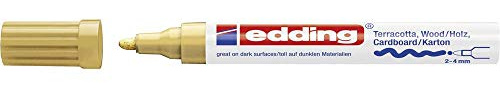 Edding 4000 Lackmarker mit matter Tinte - 1 Marker - Rundspitze 2-4 mm - Gold - zum Schreiben und Dekorieren auf rauen, dunklen oder porösen Oberflächen - ideal für Terrakotta, Pappe, Holz