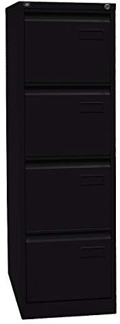 BISLEY Light Hängeregistraturschrank, einbahnig, DIN A4, 4 HR-Schubladen, Metall, 633 Schwarz, 62.2 x 41.3 x 132.1 cm