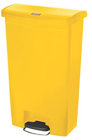 Rubbermaid Commercial Products Slim Jim Step-on Resin Front Step Waste Receptacle Bin 68 Litre Yellow 1883577