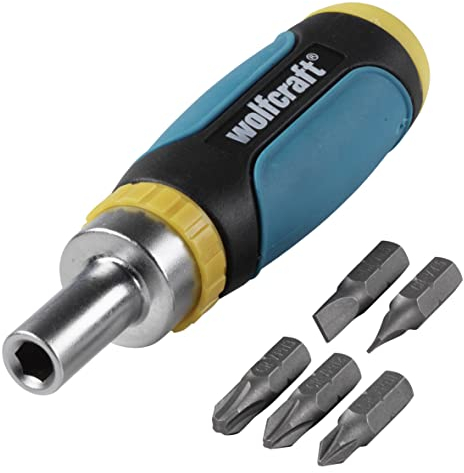 wolfcraft Mini-avvitatore manuale con funzione a cricchetto I 1237000 I Per avvitare e svitare rapidamente senza cambiare posizione delle mani