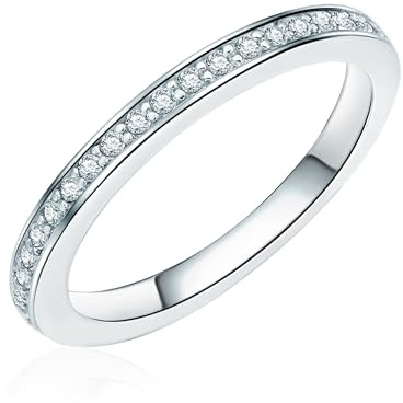 Rafaela Donata Damen Ring 925/- Sterling Silber | rhodiniert, Bandring, Zirkonia, weiß