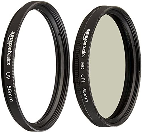 Amazon Basics Filtre polarisant Circulaire - 55mm & Filtre de Protection UV - 55mm