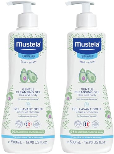 Mustela Baby Gentle Cleansing Gel - Baby Hair & Body Wash - From Birth On - With Natural Avocado fortified - Biodegradable Formula & Tear-Free - 16.90 fl. oz. – 2-Pack