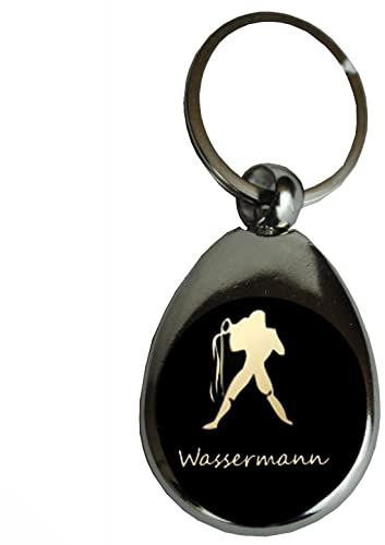 Schlüsselanhänger Einkaufschip Sternzeichen Geschenk Geburtstag Metall Silber, Fische, Widder, Stier, Zwillinge, Krebs, Löwe, Jungfrau, Waage, Skorpion, Schütze, Steinbock, Wassermann (Wassermann)