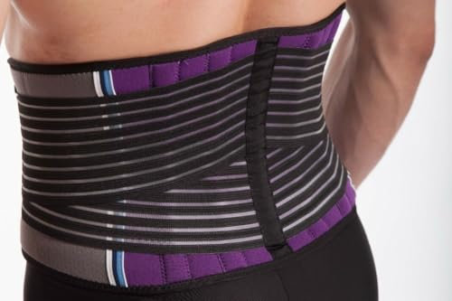 LOREY Verstellbare Rückenbandage für Frauen und Männer, Atmungsaktive Rückenstütze aus offenporigem Neopren, Nierengurt für Sport, Fitness und Arbeit, Rückenstützgürtel, Lumbalbandage, Größe XL