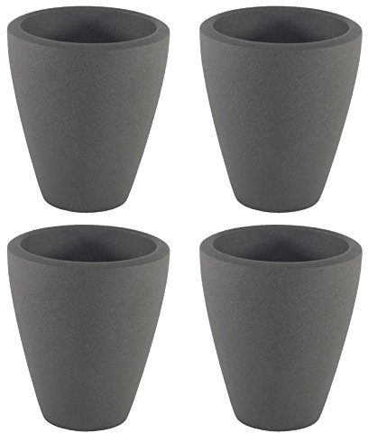 Set4 4 Keramik Blumentopf Rhodos für Orchideen anthrazit H 17 cm