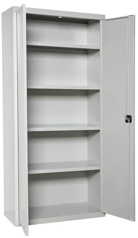 Simon Rack Armario Metálico Garaje 1800x600x400 mm - Simonlocker | 2 Puertas, 4 Estantes, Incluye 2 Llaves, Gris, Pintura anticorrosión