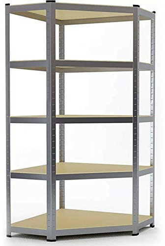 EAZILIFE 5 Tier Heavy Duty Boltless Garage Shelving Grey Corner Storage Racking 1800 x 700 x 400