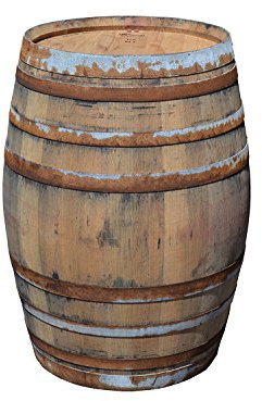 Temesso Botte da Vino Rustica in Rovere, barile, da Usare Come Tavolo, Decorazione - Altezza 95cm, Contenuto 225 litro (con Fissaggio degli Anelli)