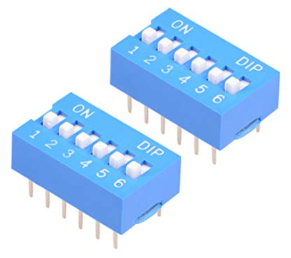 sourcing map 2 Pcs Blue DIP Switch Horizontal 1-6 Positions 2.54mm Pitch for Circuit Breadboards PCB
