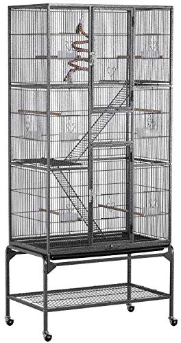 Yaheetech Jaula Grande para Pájaro con Ruedas 77 x 46 x 175,5 cm Negro