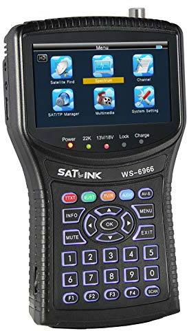 MeterTo Digital 4.3 LCD Satellite Finder Satellite Meter Detector WS-6966 DVB-S/S2 Compliant Terrestrial Signal Receiver QPSK,8PSK Video/Audio Input Memory 1Gbit DDR3