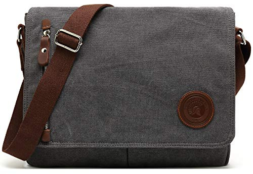 Vintage herr kanvas messengerväska laptop axelväska crossbody (M36_grå)