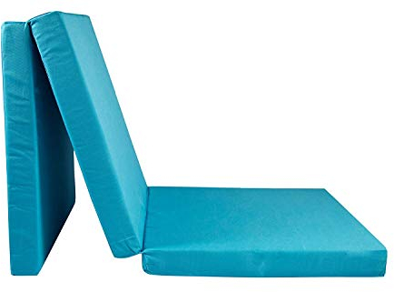Kids Folding Mattress Chair 152×51×8 cm, Turquoise – Trifold Z Bed with Washable Cover – Portable Guest Mattress for Sleepovers, Travel, Camping & Caravans – UK Made & CertiPUR-US Certified