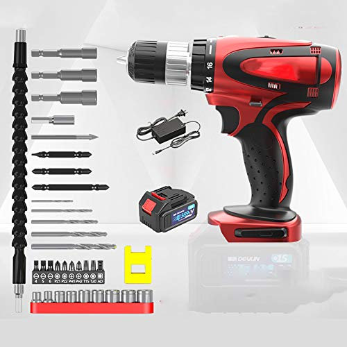 Taladro bateria, Destornillador De Taladro InaláMbrico De 21V, Destornillador De Taladro De Engranaje 16 + 1, BateríA De Litio De Alta Potencia, 60N.M, Disipador De Calor Grande