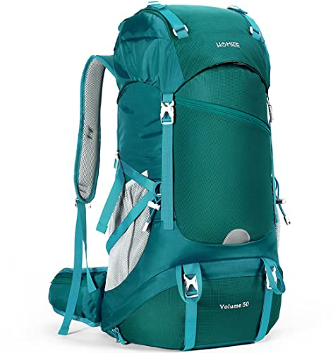 HOMIEE 50L Hiking Backpack Travel Bag Waterproof Camping Rucksack with Rain Cover Lightweight Backpacking Backpack