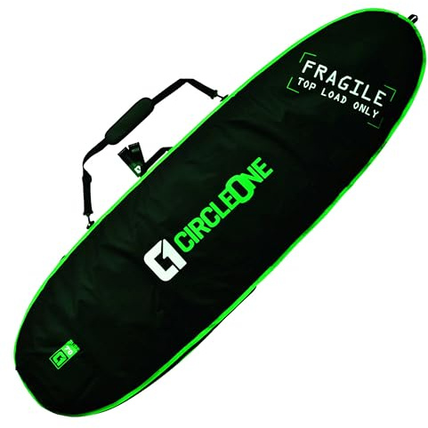 Circle One Surfbrett-Tasche, 2,1 m lang, dick gepolsterte, strapazierfähige Schaumstoffpolsterung, Griff und Schultergurt, Grün