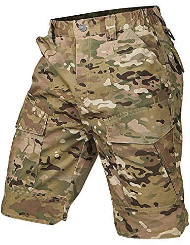 CARWORNIC Herren Cargoshorts Für Männer Sommer Camouflage Kurze Hosen Ripstop Taktische Shorts Outdoor Wanderhose Kurz Baumwolle Freizeit Atmungsaktive Lässig Klettern Arbeit