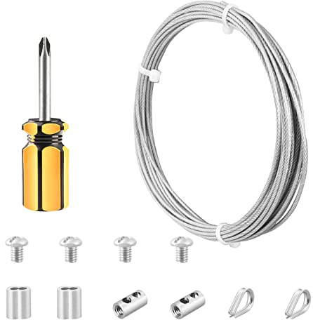 Abimars cavo acciaio rivestito in vinile 2MM, 6m cavo metallico 304 in acciaio inox con anello di crimpatura in alluminio, nucleo 7x7 per appendere, linea di vestiti, pesca