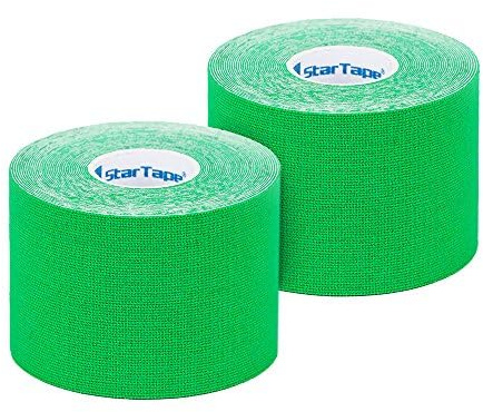 SL StarTape power - Kinesiologietape, Sporttape aus Baumwolle, selbstklebendes Physiotape, wasserabweisend, hautfreundliches Taping, 5 x 550 cm, grün, 2er Set